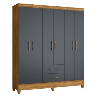 Imagem de Guarda Roupa Casal Panamá 6 Portas E 2 Gavetas Freijó/cinza - Moval