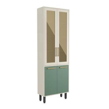 Imagem de Cristaleira com 4 Portas 2 de Vidro Verde Bellagio Bertolini