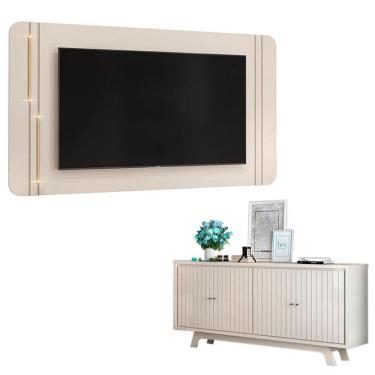 Imagem de Painel para TV Suspenso Ariana e Aparador Buffet Mercuri Off White - DJ Móveis