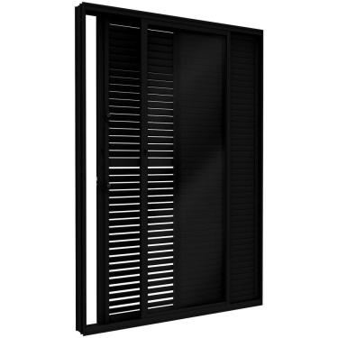Imagem de Porta de Alumíno Balcão de Correr Latera Flex 3 Folhas 214,5x150cm Lucasa Eccellente Preto