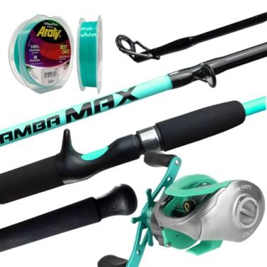 Imagem de Jaú Pesca Kit New Tamba Max com Carretilha Spider BG, Vara 30-60 lbs Verde Neon, Carretel em Alumínio, Linha Pro Hunter 4X 100m para Pesca de Grandes Peixes (2.70m, Canhoto)