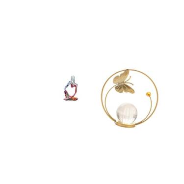 Imagem de Fenteer Escultura Ornamental Abstrata em Resina, Formato de Bola de Cristal, com Detalhes em Metal, Ideal para Quarto, Escritório, Loja, Estante, Corredor, La