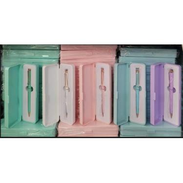 Imagem de Caneta Esferográfica Metálica Detalhe em Dourado kit 10 PT - Imagem