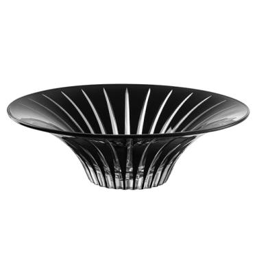 Imagem de Barski Tigela de centro de mesa de vidro – preta – 31,8 cm D – louça para servir frutas e saladas – Tigela decorativa – Design de corte de cristal – Feito na Europa