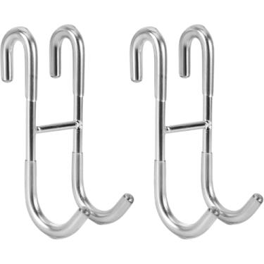 Imagem de Ganchos de porta de chuveiro (pacote com 2), ganchos de toalha para porta de vidro sem moldura, ganchos de rodo de chuveiro, prata