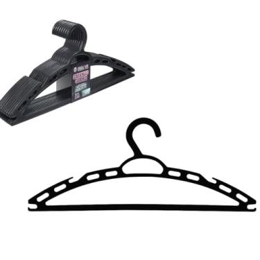 Imagem de Kit 10 Cabides Roupa Adulto Antiderrapante Antideslizante Resistente Guardar Roupa Oganizador Utensílio Doméstico Plástico Polipropileno Premium