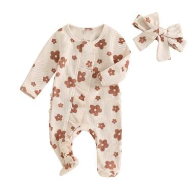 Imagem de Roupas MozikQin Newborn Baby Girl Ruffle Romper, suéter tricotado