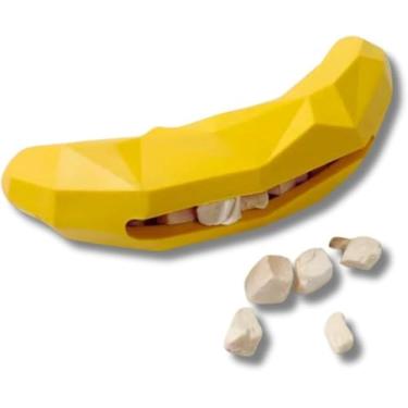 Imagem de Brinquedo Pet Interativo Recheável em Formato de Banana – Estilo Geométrico – Estimulante e Resistente para Cães, Ideal para Petiscos e Alívio de Ansiedade