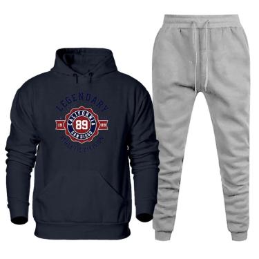 Imagem de Conjunto Moletom Plus Size Blusa Estampada e Calça Comprida Elastico na Cintura Cordao Ajustavel