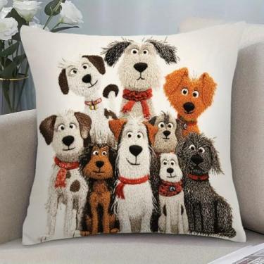 Imagem de Capa de almofada vintage de fazenda de 45,72 cm x 45,72 cm - Design festivo de cachorro brincalhão, zíper durável | Lavar à mão apenas, para sofá/cama/ar livre, presente ideal para amantes de animais