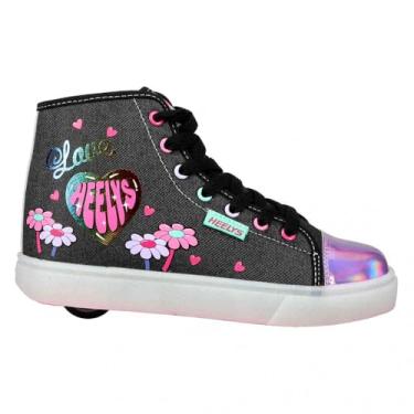 Imagem de Heelys Tênis de salto com rodas Veloz para meninas (crianças pequenas/grandes/adultos), Preto/Rosa/Arco-íris, 21 BR