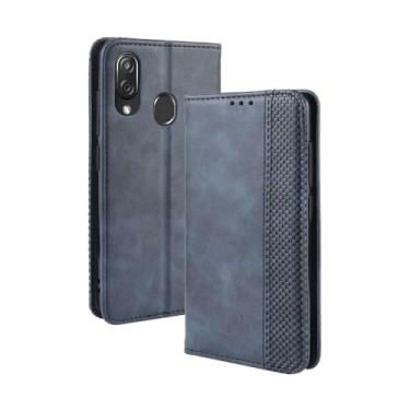 Imagem de Capa para ZTE Blade V10 Vita,Retro Flip magnético,Caso de telefone de couro PU,Design de carteira com 3 slots de cartão e 1 clipe de dinheiro -Blue