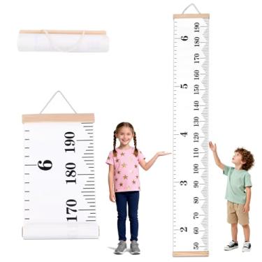 Imagem de Tabela Altura para Crianças, Tabela Medição Crescimento Régua Rastreamento Altura Infantil com Gancho Itens Essenciais para Bebês Decoração Quarto Bebê e Presente Lembrança (Preto e Branco)