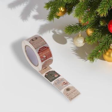 Imagem de Generic 1Pcs Christmas Stickers for Ceramic Glass Metal Paper Plastic Peel and Stick Christmas Envelope Labels 500 Stickers Self-Adhesive Paper Red Green Coffee Color