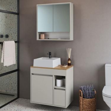 Imagem de Armário de Banheiro Bangladesh 3 Portas 1 Gaveta com Cuba e com Espelho Arenas - Art In Móveis