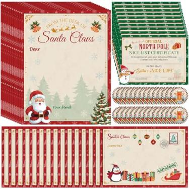 Imagem de Containlol Kit de cartas de Natal do Papai Noel com certificados de lista agradável, envelopes do polo norte, adesivos de Papai Noel, papel de escrita para crianças, família, lembrancinhas, troca de