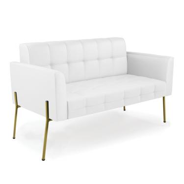 Imagem de Sofá Namoradeira 2 Lugares Base Pé de Ferro Dourado Elisa Corino Branco D03 - D'Rossi