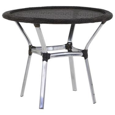 Imagem de Mesa Emily Com Tampo Tramado Em Alumínio Trama Original Pedra Ferro