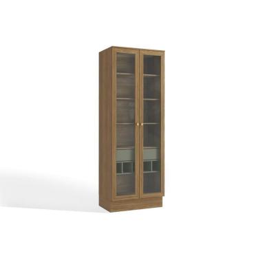 Imagem de Cristaleira Sala Jantar Botanic M C/ Portas De Vidro E Gaveta cm Nogueira/verde Oliva