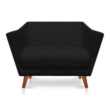 Imagem de Namoradeira Lorena Suede Pés Castanho Preto