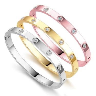 Imagem de TruNova Pulseiras de ouro para mulheres, banhado a ouro 18K, pulseira da amizade, pulseira de aço inoxidável, joias presentes para mulheres, 17, Aço inoxidável, Sem Pedra Preciosa