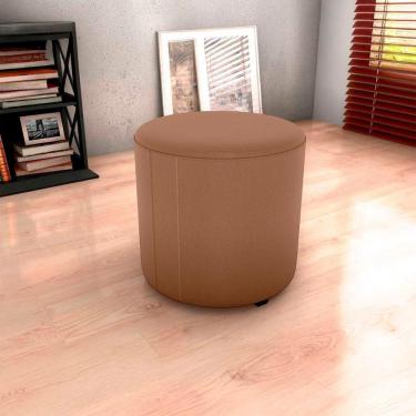 Imagem de Puff Banqueta Redondo Luxo Copenhage Matrix Veludo Ferrugem