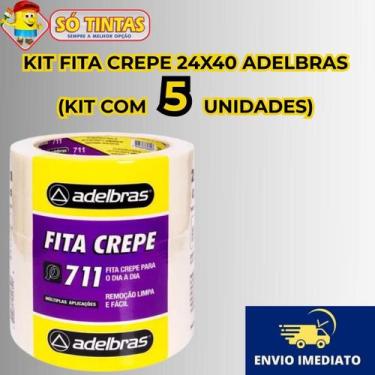 Imagem de Fita Crepe Adelbras 711 Uso Geral 24mm x 40m  Kit 5 Rolos para Pintura