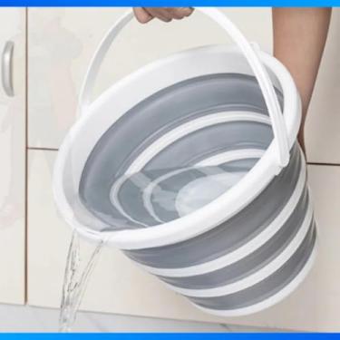 Imagem de Balde de Silicone Dobrável 5 Litros Multiuso Portátil Camping Praia Cozinha
