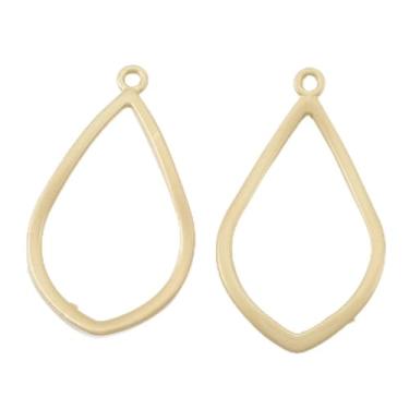 Imagem de 10 pingentes de moldura aberta nas costas, pingentes em forma de gota de ouro fosco para colar, pulseira, brinco, joias para presente de Dia dos Namorados, 3,3 x 1,8 x 0,18 cm