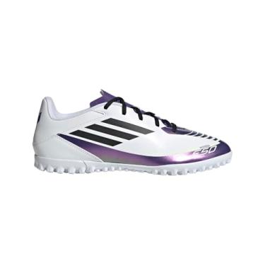 Imagem de adidas Tênis unissex adulto F50 Club Messi Turf, Branco/preto/roxo unidade, 12 Women/11 Men