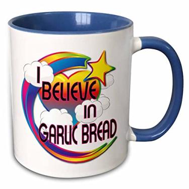 Imagem de 3dRose Caneca em dois tons com design bonito de pão de alho, 325 ml, azul