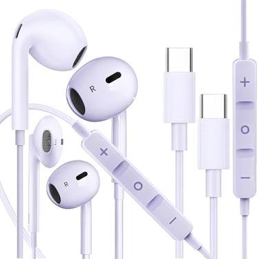 Imagem de Fones de ouvido para iPhone 16/15 USB-C e fones de ouvido de telefone com controle de microfone/volume, fones de ouvido tipo C com qualidade de som Hi-Fi para Samsung Galaxy S23 – Fones de ouvido com