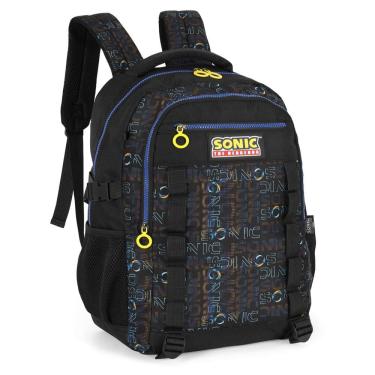 Imagem de Mochila Sonic Infantil Juvenil Aulas Costas Preto Up4you