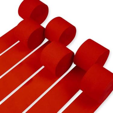 Imagem de PartyWoo Flâmulas de Papel Crepe 6 Rolos 492 Pés, Pacote de Decorações de Festa de Flâmulas Vermelhas de Papel Crepom, Papel Crepom para Decorações de Aniversário, Decorações de Festa, Decorações de C