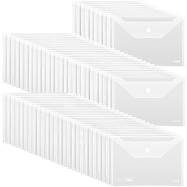 Imagem de WORPSON Pacote com 60, envelopes de plástico – Pastas de arquivo reutilizáveis transparentes à prova d'água para documentos, recibos, fotos e uso no escritório/escola (60)