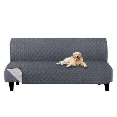 Imagem de U-NICE HOME Futon Capas de sofá reversíveis, sem braços, capa protetora de móveis, resistente à água (Futon, azul escuro/cinza claro)