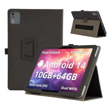 Imagem de Capa para tablet TUOHAITIME C30 de 10,1 polegadas, KONXISA com adsorção magnética, capa protetora dobrável de couro PU com suporte para caneta, antiarranhões e proteção total de 360°, capa para tablet