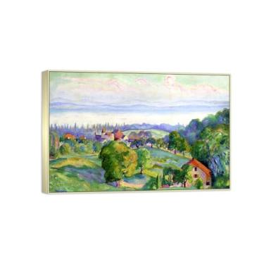 Imagem de BMZFYBS Famosa imagem de paisagem de arte de parede - impressões em tela - paisagem 2 - pintura de moldura prata para sala de estar banheiro decoração de casa 70 x 105 cm 27 x 41 pol