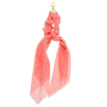 Imagem de Karma, Cachecol de cabelo de chiffon floral com pingente de 40,6 cm x 40,6 cm, bolsa elegante acessório para bolsa, sacola ou transversal, rosa