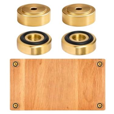 Imagem de Pacote com 4 pés de tábua de corte de latão com almofadas de borracha antiderrapantes – proteção antiderrapante para bancada e armário de cozinha, fácil instalação para tábuas de corte de madeira