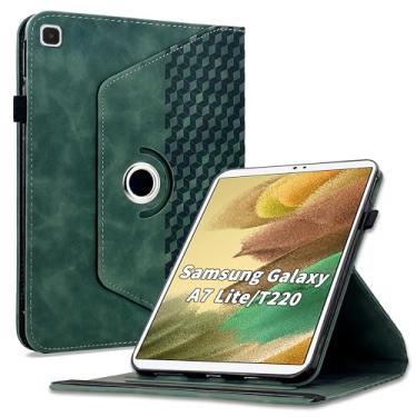 Imagem de Varohix Capa para Samsung Galaxy Tab A7 Lite 22.1 cm 2021 (modelo SM-T220/T225/T227), capa protetora de couro PU com rotação de 360 graus com suporte para cartão e alça de ombro para mulher e homem