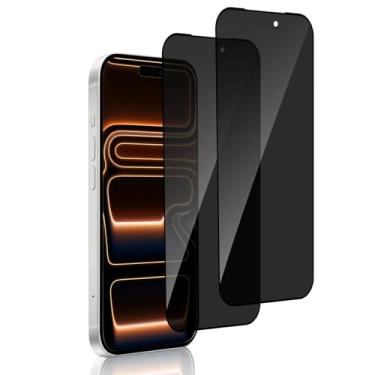 Imagem de KiimLaa Pacote com 2 protetores de tela de privacidade compatíveis com iPhone 17 Pro Max, vidro temperado anti-espião com toque suave e confortável, película de proteção 9H compatível com iPhone17 Pro