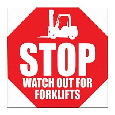 Imagem de Decalques de piso de empilhadeira Stop Watch Out for Red Anti-Slip Shape Lifestyle Industrial Area Signs Stickers 43 cm mais longo lado