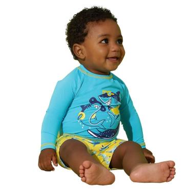 Imagem de Conjunto Praia Bebê Proteção UV Tubarão Amarelo Everly-Masculino