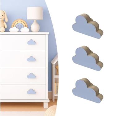 Imagem de 3 Puxadores Nuvem Céu Infantil Gaveta Móveis Cômoda Armário (Azul)