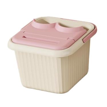 Imagem de Kokiya Bacia para banho de pés com pontos de massagem, prática para uso doméstico, relaxante para toda a casa, versátil, leve e, Rosa com Tampa