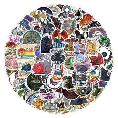 Imagem de Pacote de adesivos Dungeons Dragons Anime, 100 unidades, cartão de 5 a 7 cm