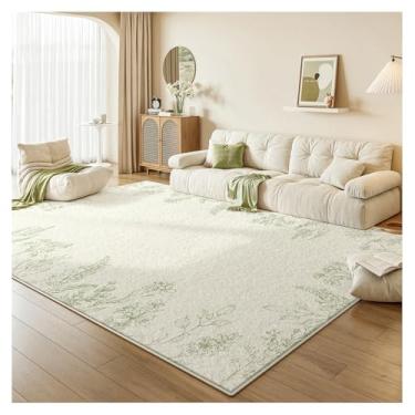 Imagem de SPXMQSS Tapetes para sala de estar, tapete lavável, macio, antiderrapante, pilha baixa, tapete resistente a manchas para quarto, sala de jantar, escritório em casa, verde, 200 x 300 cm
