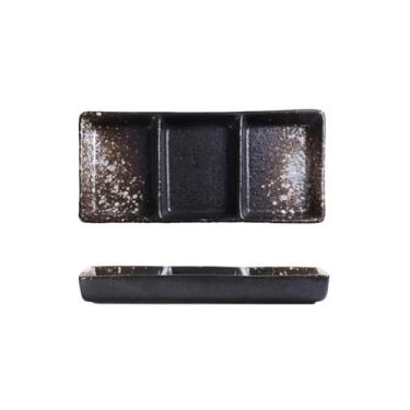 Imagem de prato de lanche Bandejas de servir aperitivos com 3 compartimentos, pratos para lanches, travessa cerâmica para cozinha restaurante doméstico tigela de sopa