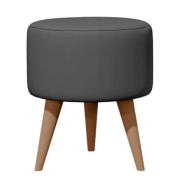 Imagem de Puff Redondo Estofado Elegante – Para Quarto ou Banco de Penteadeira até 130kg(CINZA)